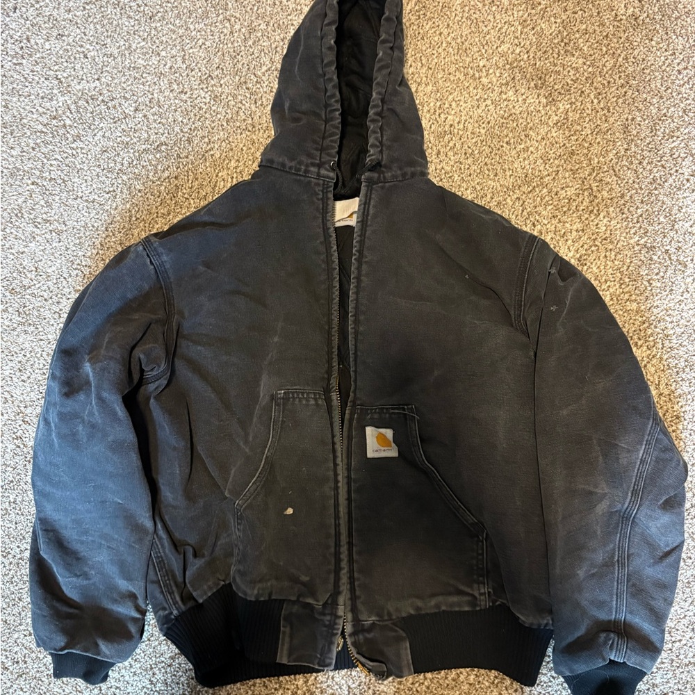 Vintage Carhartt Black Hooded Work Jacket
